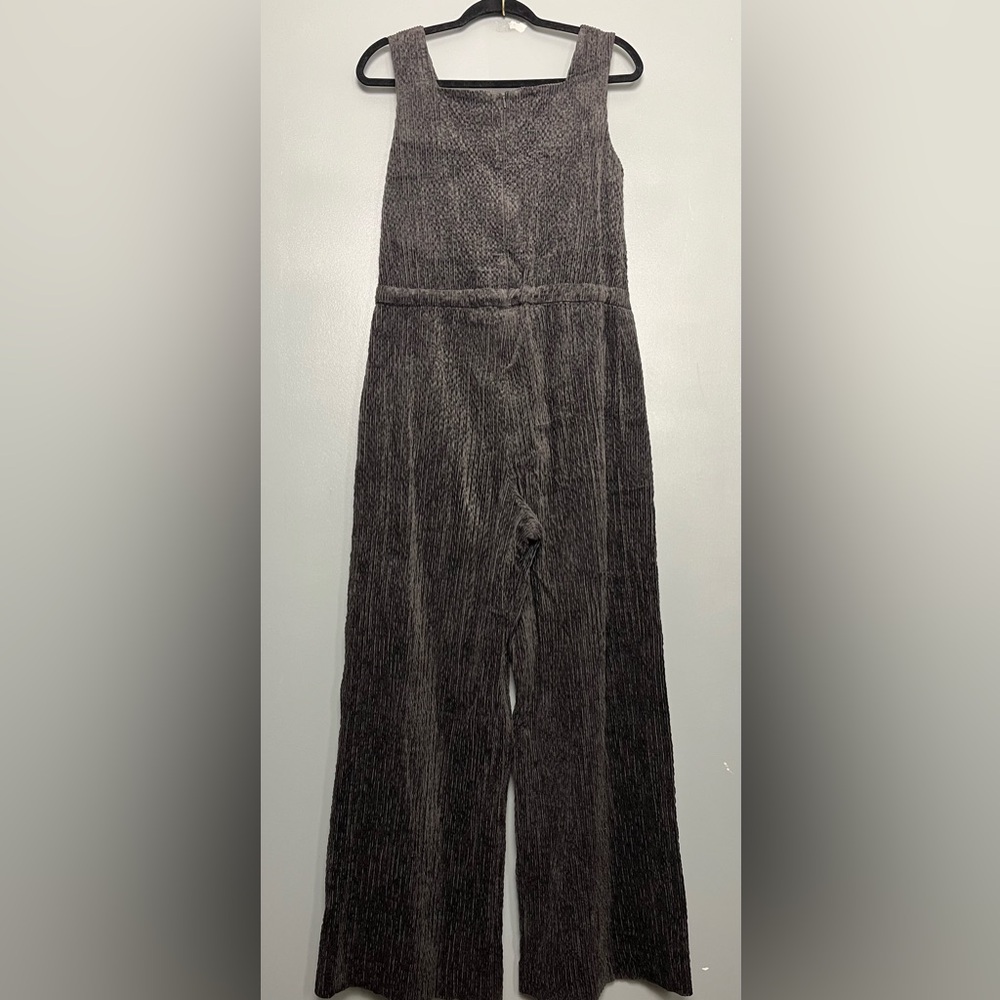 Missing You Already Corduroy Square Neck Jumpsuit Charcoal Gray Women’s Size S - Picture 2 of 12